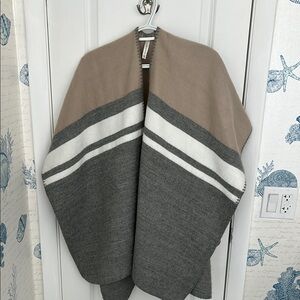 Gray and Tan Striped Shawl